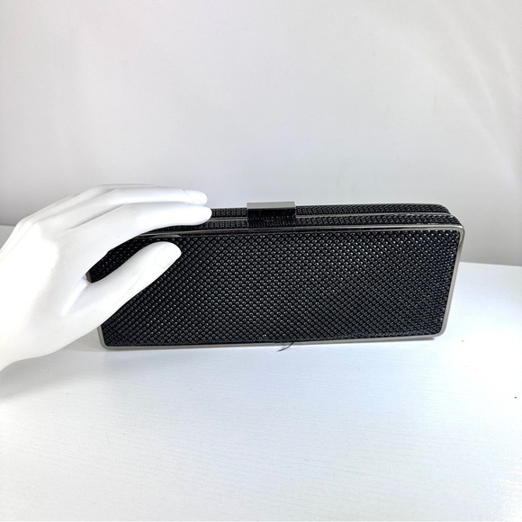 Whiting & Davis Beaded Mesh Clutch in Black/Silver - Picture 2 of 12